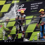 Moto3-asok ünneplése a pódiumon